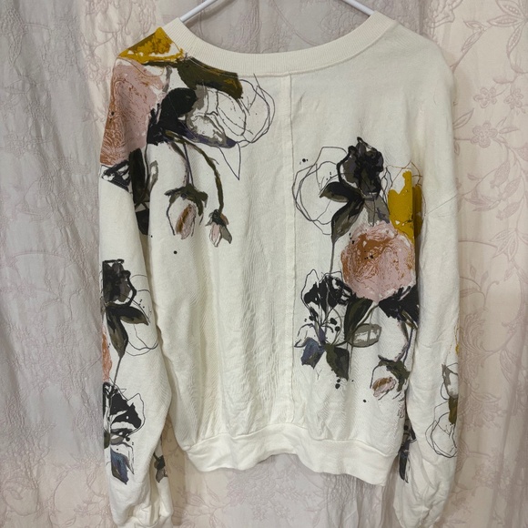 Pilcro The Niki Bubble Sweatshirt Leigh Viner Edition Floral Art Crewneck Size M - Picture 6 of 6